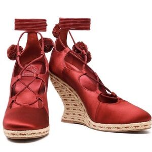 Tory Burch Heather Satin Lace Up
Espadrille Wedge